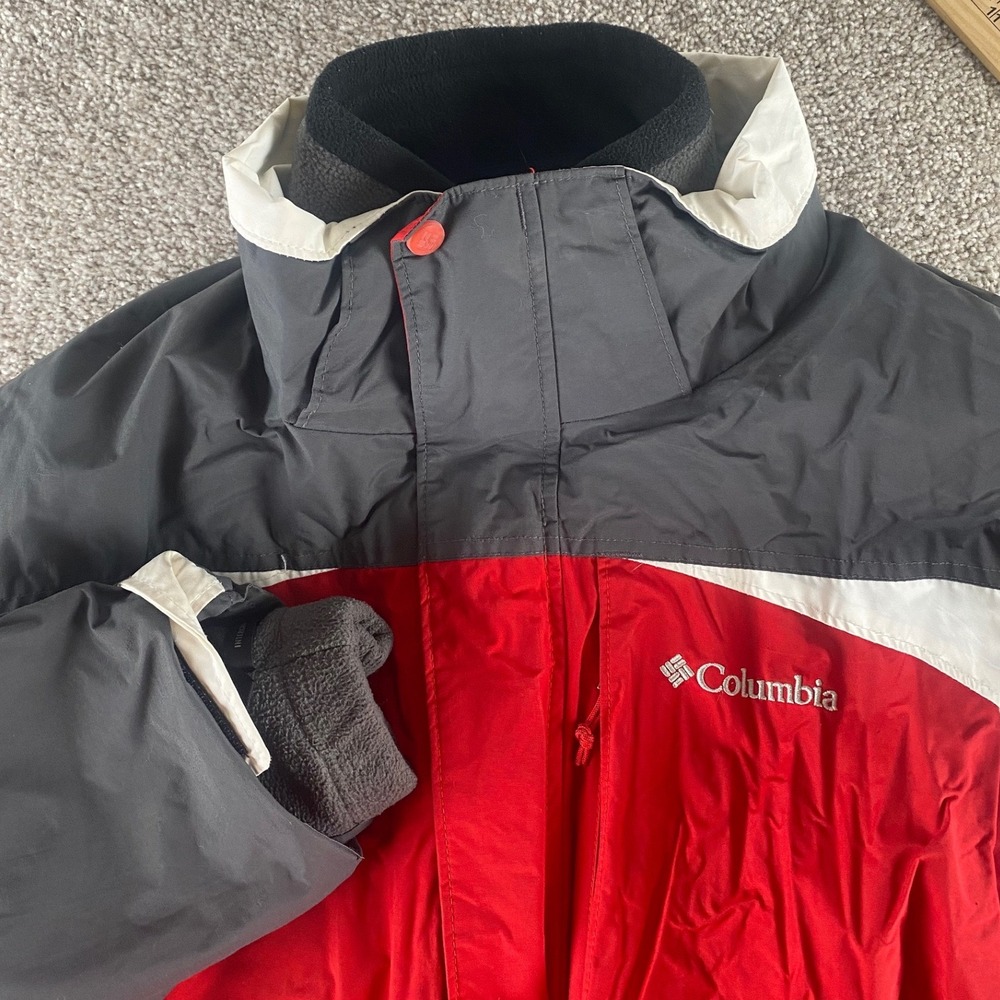 Columbia Interchange Jacket Mens Large Red Grey Fleece Lined 3-in-1 Ski Hiking